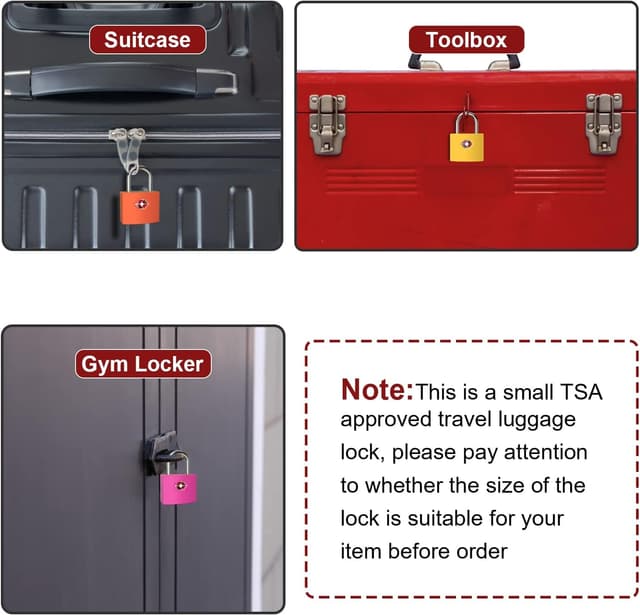 Detalle de TSA Luggage Locks with Keys (4 Packs, 8 Keys) brass padlocks for suitcases and gym lockers