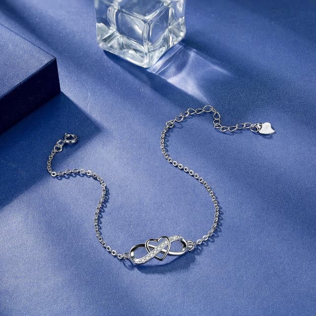 Detalle de VANSZA Damen-Armband aus 925 Sterling Silber mit Unendlichkeits- und Herzsymbol