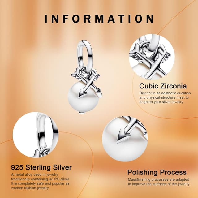 Detalle de Rimgoris 925 Sterling-Silber Charm für Damenarmbänder „Ewige Liebe“ (Clip mit Sicherheitskette)