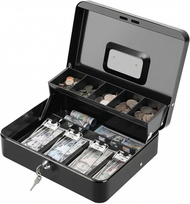Detalle de KYODOLED Locking Cash Box 11.81x9.45x3.54 in