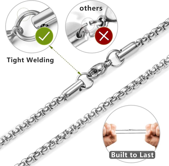 Thumbnail 6 de TINGN Kreuz Halskette für Herren & Jungen aus Edelstahl – schlichtes Taufkreuz in Silberfarben (16–24")