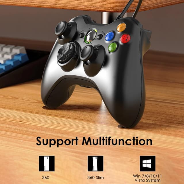 Detalle de Gezimetie Wired Controller for Xbox 360 with dual-vibration turbo (USB) for Xbox 360 / 360 Slim and PC
