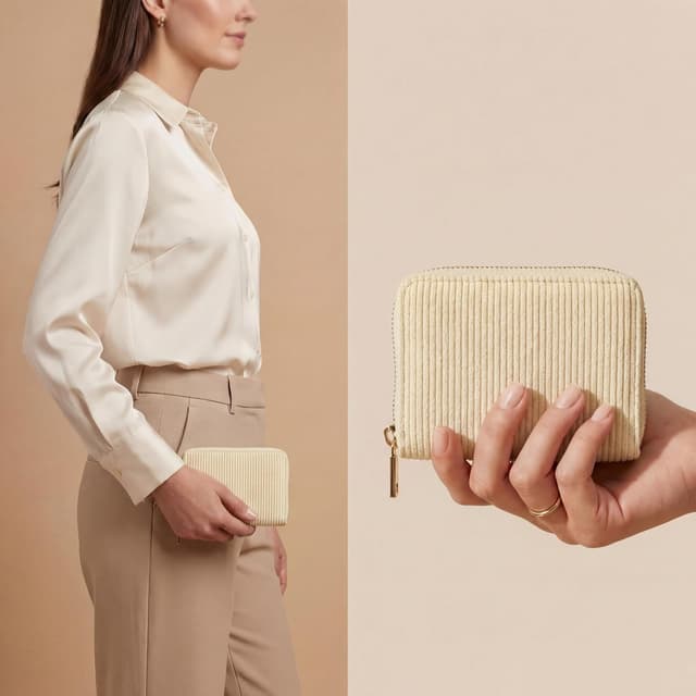 Detalle de MillyMilk® Kord Geldbeutel Fondo (Honiggelb) – mini Portemonnaie für Karten, Münzen & Scheine