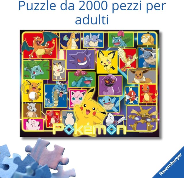 Detalle 2 de Ravensburger Puzzle Pokémon Classici da 2000 pezzi (14+), 98 x 75 cm