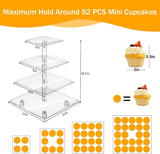 Thumbnail 4 de YestBuy 4-Tier Cupcake Stand Acrylic Tower