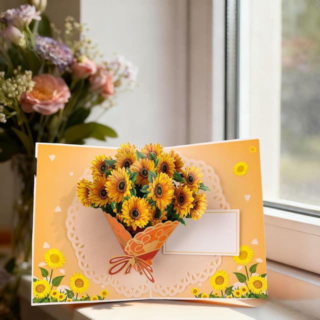 Detalle de Joybble 3D Sunflower Pop-Up Birthday Card (with Envelope) for Women