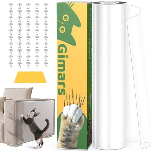 Detalle de Gimars Protector para sofá y puertas contra arañazos de gatos (30 cm x 5 m) con cinta transparente autoadhesiva