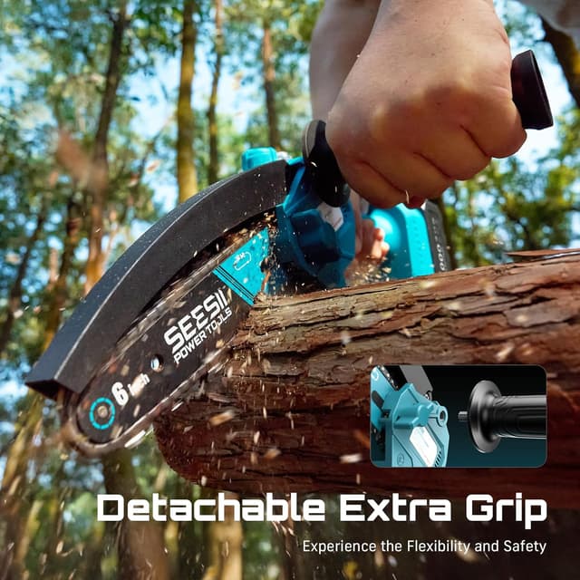 Thumbnail 5 de SEESII Mini Chainsaw 6-inch, 2×4000mAh batteries ⛏
