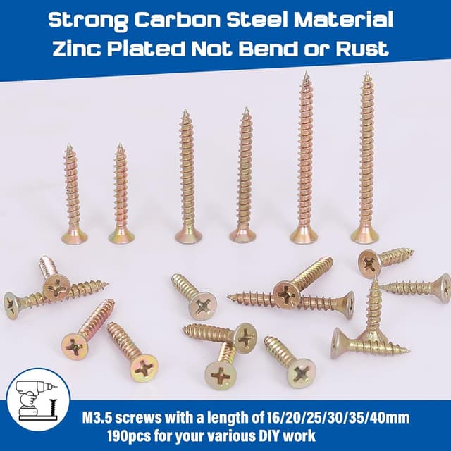 Detalle 2 de AMLOOPH M3.5 wood screws assortment (190pc) in plastic box