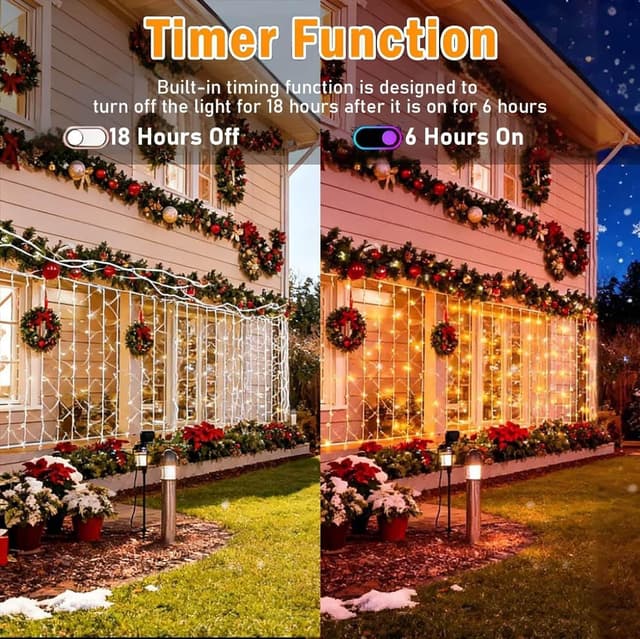 Thumbnail 4 de Joycome Rete Luminosa Natale esterno 3x2 m con 200 LED, spina, timer e 8 modalità