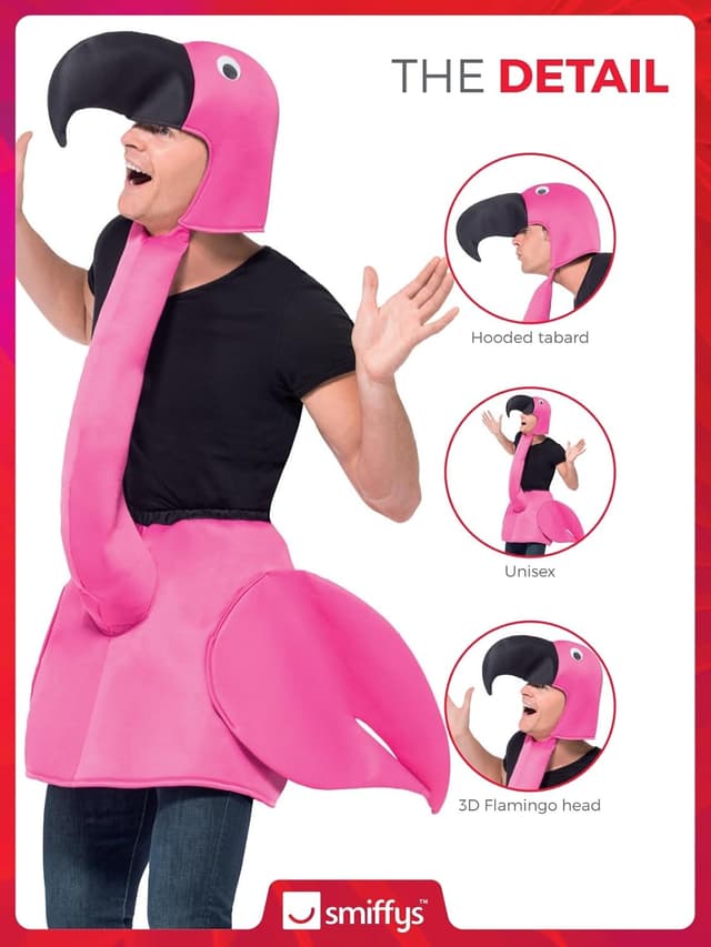 Thumbnail 4 de Smiffys Lustiger Flamingo Unisex-Kostüm One Size 🦩