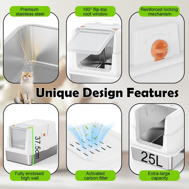 Thumbnail 6 de SZEE Cat Litter Tray 6kg stainless steel tray 🐾