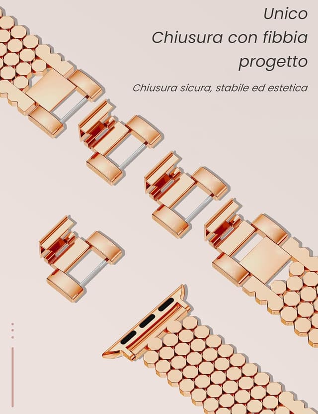 Detalle de Cinturino in metallo a nido d’ape per Apple Watch 38/40/41/42/44/45/46/49 mm – bracciale elegante donna (Ultra, SE e Serie 1-11)