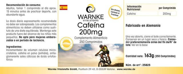 Thumbnail 4 de Warnke Vitalstoffe Caffeina pura 200 mg in compresse 250 vegane đź’Š