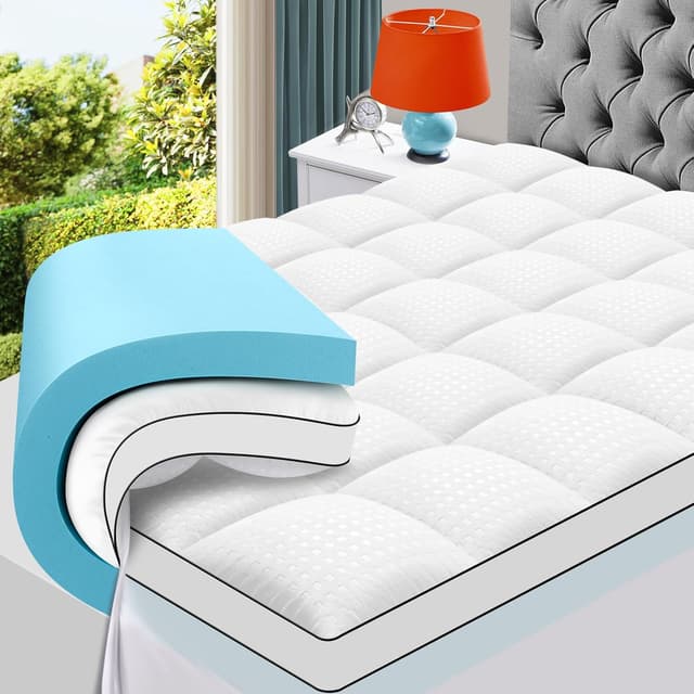 Detalle de MASVIS King Size Dual Layer Memory Foam Mattress Topper