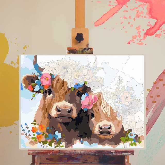 Thumbnail 2 de DIY Paint by Numbers Highland Cow Kit