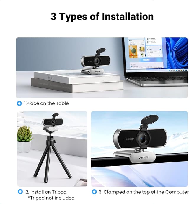 Detalle 2 de UGREEN Webcam 1080P 30fps for calls