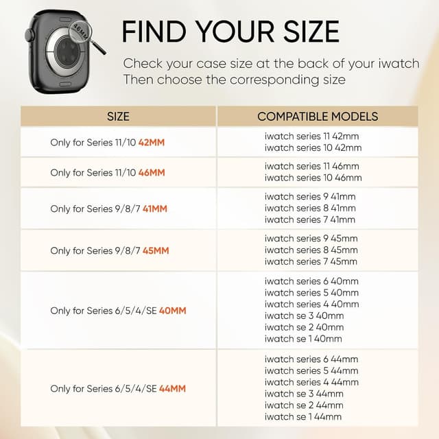 Detalle 2 de Raradev 3-in-1 40mm Apple Watch Metal Strap in Starlight (with cover & 9H tempered glass)