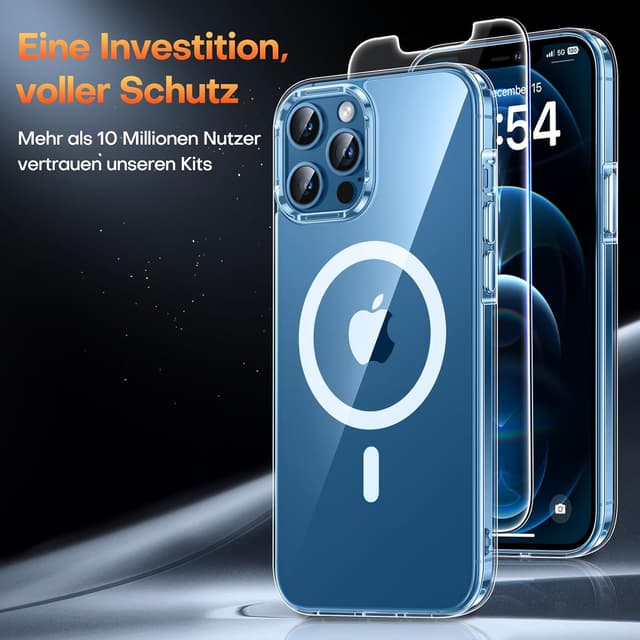 Detalle de TAURI Hülle für iPhone 12 Pro Max (6,7") mit Panzer-Schutzglas, MagSafe & 360°-Schutz