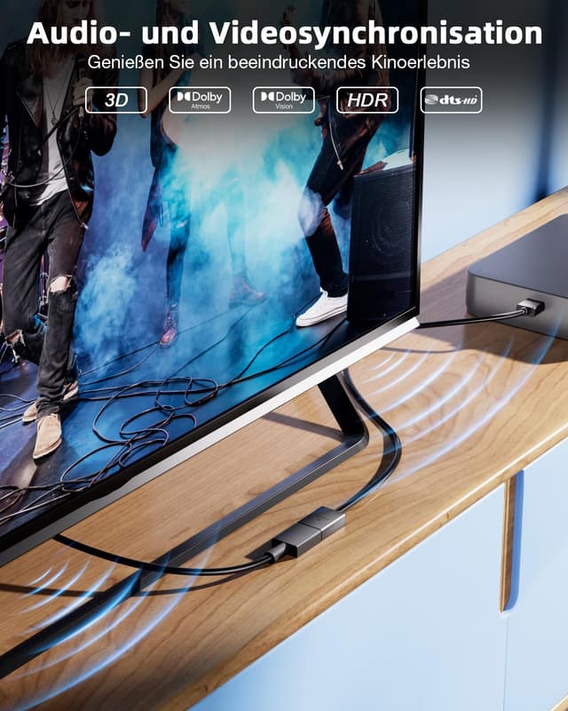 Detalle 2 de VCE HDMI Verlängerungskabel 1 m (HDMI 2.0, 4K/60 Hz) – vergoldete Kontakte, kompatibel mit TV Stick, Chromecast, Xbox 360 & PS3