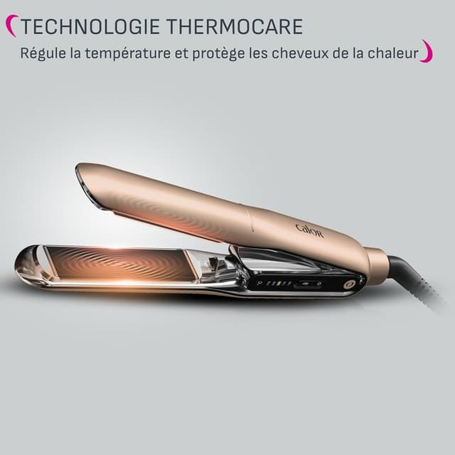 Detalle 2 de Calor Thermocare Trésor Lisseur SF8121C0 : lissage efficace en un seul passage, cheveux protégés
