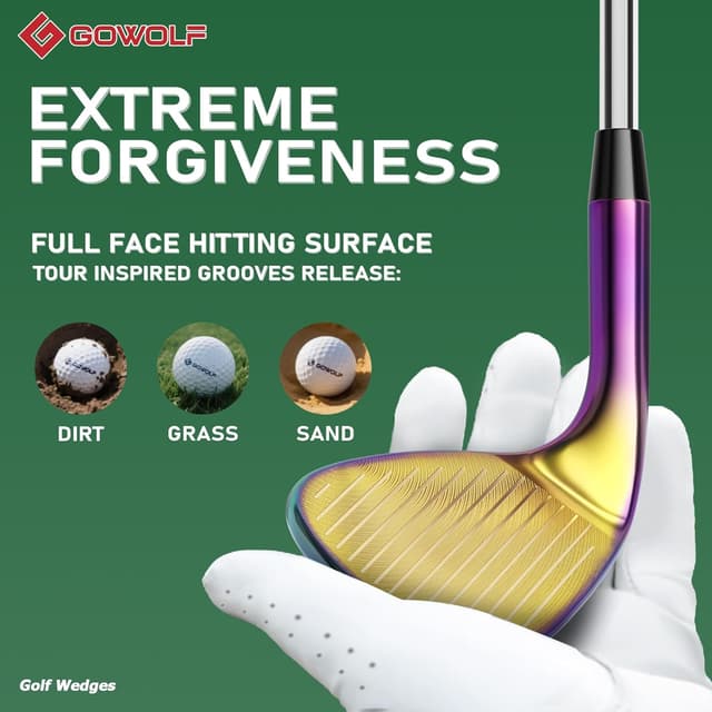 Detalle de Gowolf Forged CNC-Milled Golf Wedges (50–60 plus 69) — Right-Hand Full-Face Spin Control