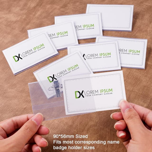 Detalle 2 de Vicloon Name Badges with Clip and Pin (50 Clear Badge Holders) – waterproof PVC ID card holders for staff, school and events
