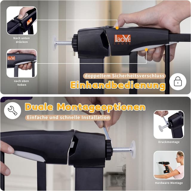 Thumbnail 4 de LAOYE Treppenschutzgitter Extra Hoch 92 cm