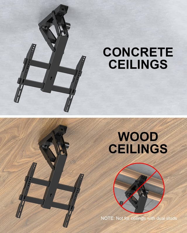 Thumbnail 6 de Xyndyx elektrische TV-Deckenhalterung mit Fernbedienung für 23–55 Zoll, 0°–80° neig-/absenkbar bis max. VESA 400×400 mm (schwarz)