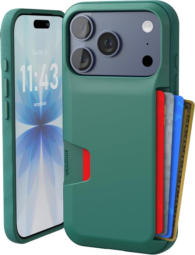 Detalle de Smartish Wallet Slayer Vol. 1 Wallet Case for iPhone 17 Pro (So Jaded) — slim card holder with drop protection