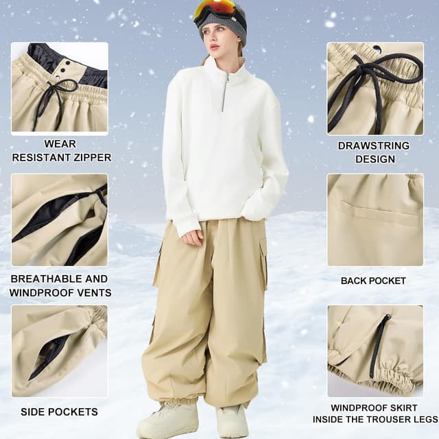 Detalle de HOUZONIY Damen Skihose wasserdicht, winddicht & gefüttert (Softshell/Winter-Thermo)