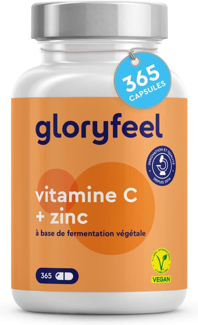 Detalle de Vitamine C + Zinc 365 gélules (1 an) — ascorbate de calcium & citrate de zinc, adulte