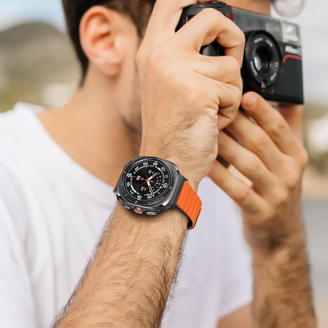 Thumbnail 6 de Amizee No Gap Magnetic Sport Silicone Strap for Samsung Galaxy Watch Ultra 47mm (Orange/Black)