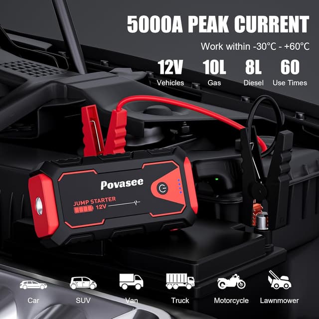 Detalle 2 de Povasee Starthilfe Powerbank 5000A Jump Starter