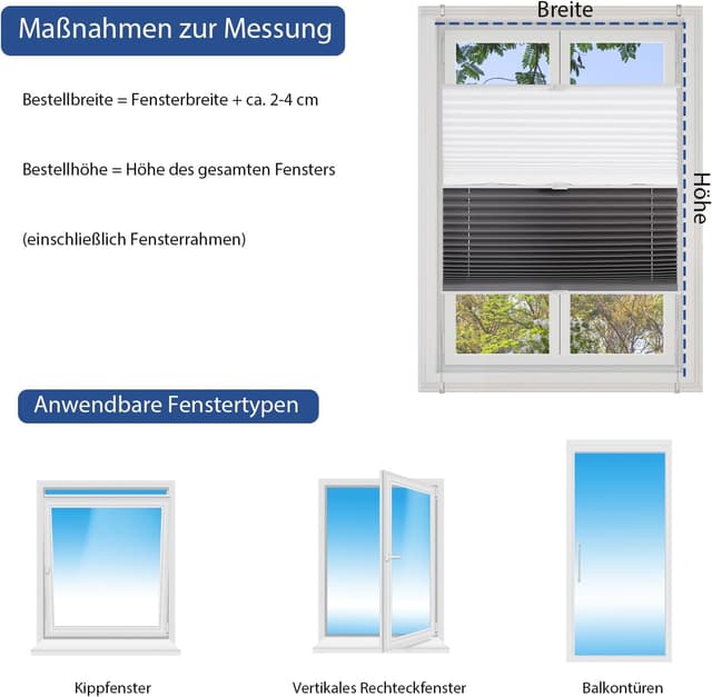 Thumbnail 6 de Sekey Plissee Doppelplissee 85x120cm Verdunkelung
