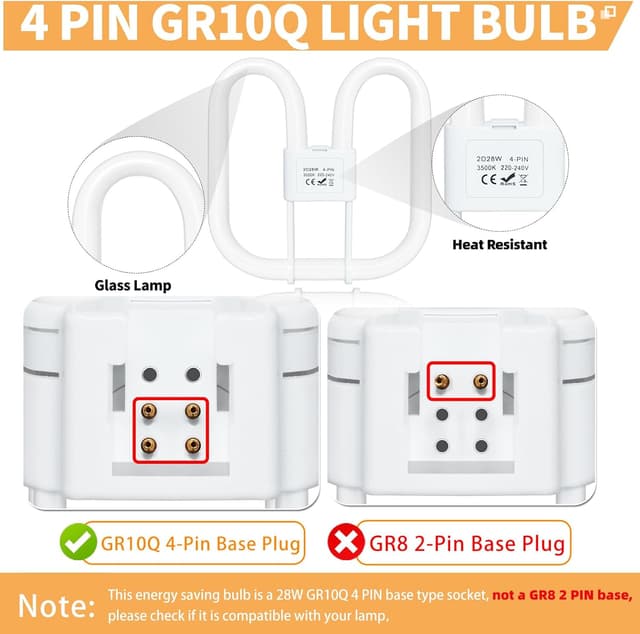 Detalle 2 de GR10Q GR10q 4‑PIN 28W 20x20cm CFL bulb