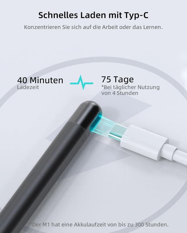 Detalle 2 de Metapen Stift M1 für Surface – aktiver Tablet Pen mit 1.024 Druckstufen, USB‑C-Aufladung und magnetischer Befestigung