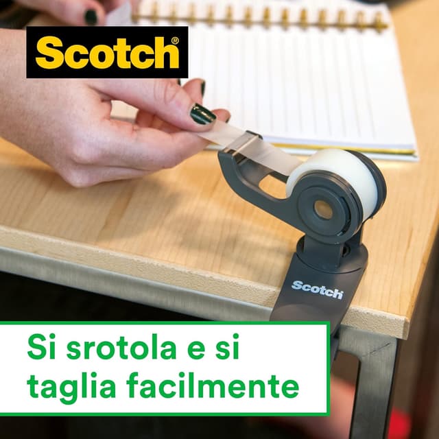 Detalle de Scotch Magic Tape nastro adesivo trasparente scrivibile opaco, 6 rotoli da 19 mm x 33 m