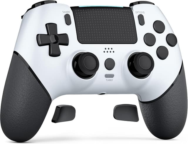Detalle de CHEREEKI Wireless Controller for PS4 (Bluetooth) with 6-Axis, Dual Vibration, Touch Panel & Back Paddles – White