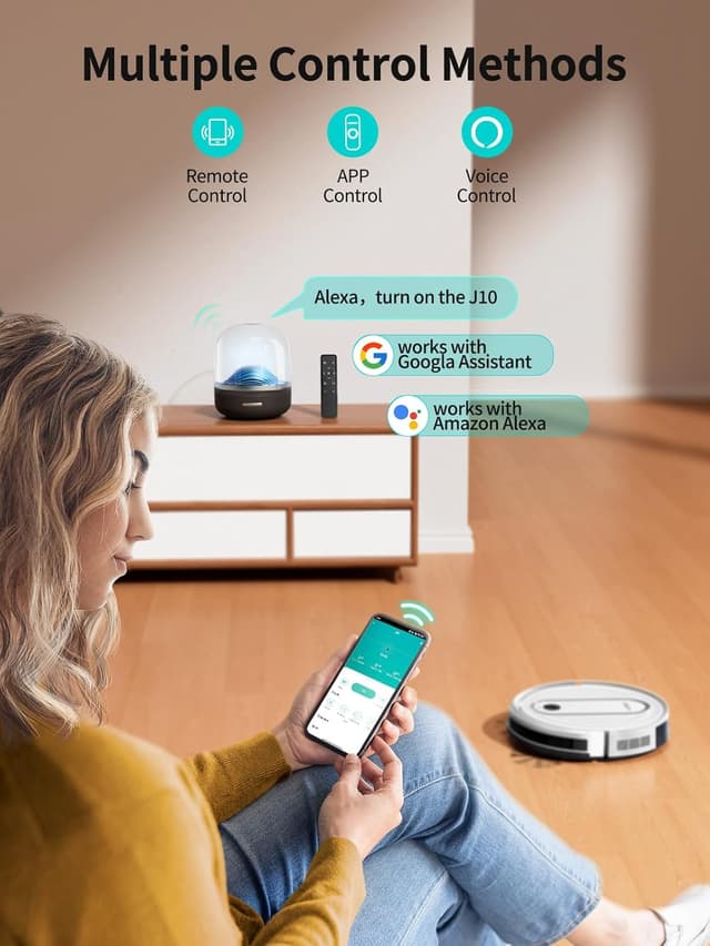 Detalle de Airzeen Robot Vacuum and Mop J10 with 4000Pa Suction, APP/Alexa Control, and Auto Self-Charging