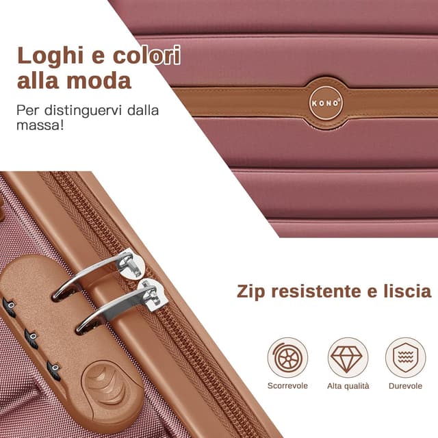 Detalle 2 de Kono Valigia Grande Rigida 76,5 cm ABS+PC con 8 ruote 360° Bordeaux