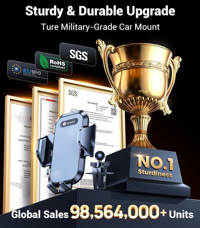 Detalle de VICSEED Upgrade Ultra Stable Car Phone Holder Mount with Double Lock Metal Clip (Universal Air Vent Mount)