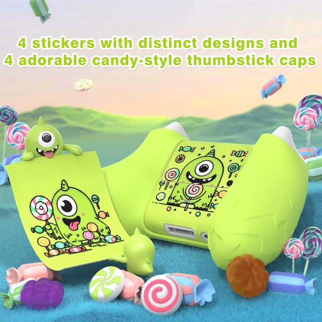 Detalle de playvital Cute Silicone Skin for Xbox Series X/S controller with thumb grip caps and stickers (MonoEye Monster Green)