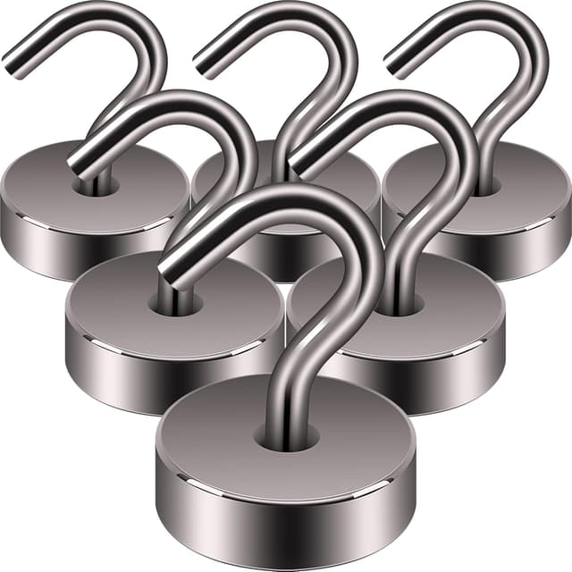 Detalle de Neosmuk Magnetic Hooks (Grey) – 40lb+ heavy-duty magnetic hooks for cruise cabins, fridge, and hanging