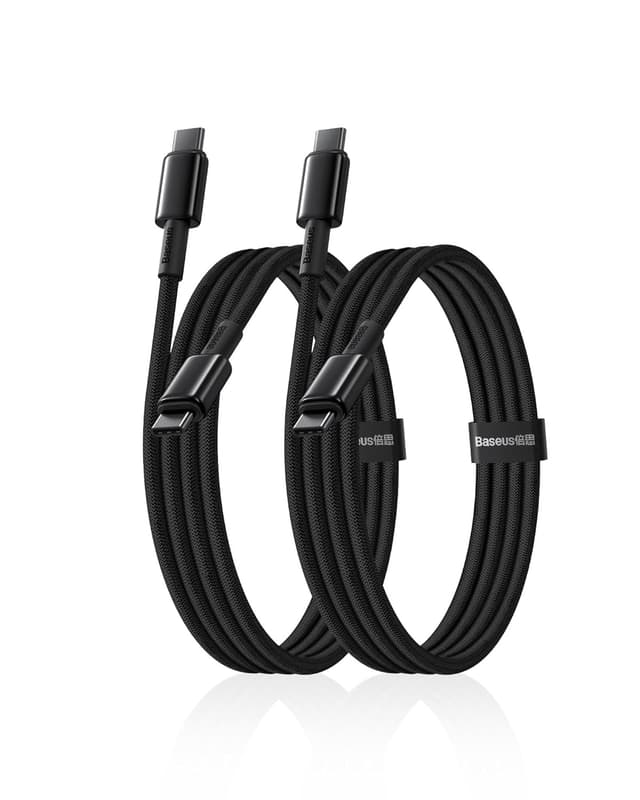 Detalle de Baseus USB-C auf USB-C Kabel (100 W, 2 m) mit PD 5A & QC 4.0 – Schnellladekabel für Laptop, iPad & Smartphone