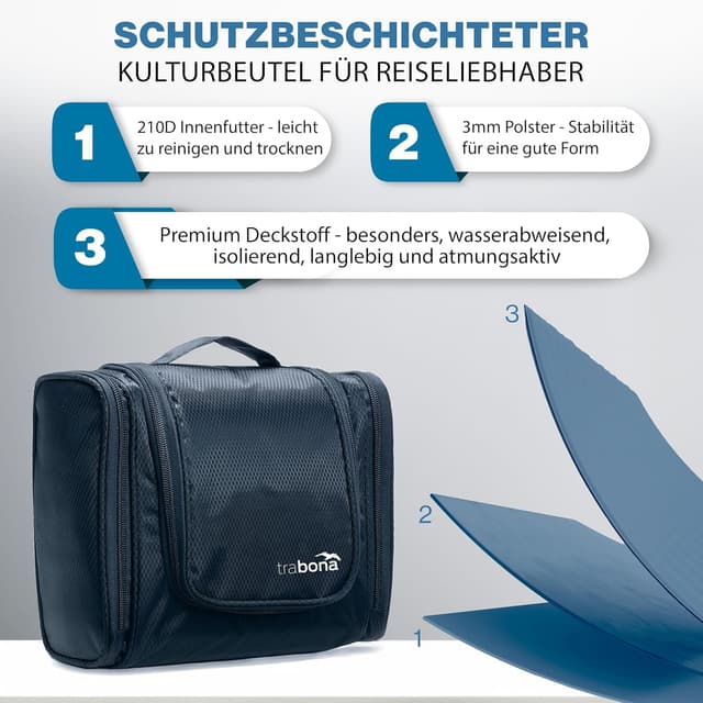 Detalle 2 de TRABONA TRABONA Kulturbeutel mit Aufhänger