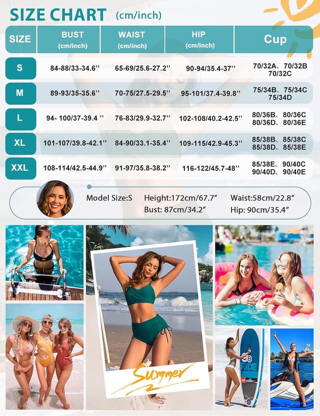 Detalle 2 de Nadeer Damen Bikini Set mit V-Ausschnitt, High Waist & Push-up-Effekt (2-teilig)