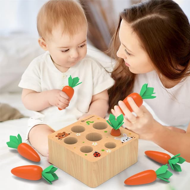 Thumbnail 6 de KMTJT Montessori Carrot Harvest Shape Sorter for 12 Months