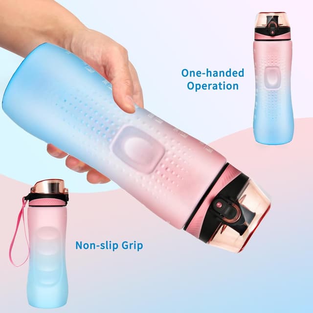 Detalle 2 de Binudum Motivations-Trinkflasche mit Zeitmarkierung (Tritan, 750 ml) – auslaufsicher für Sport & Alltag