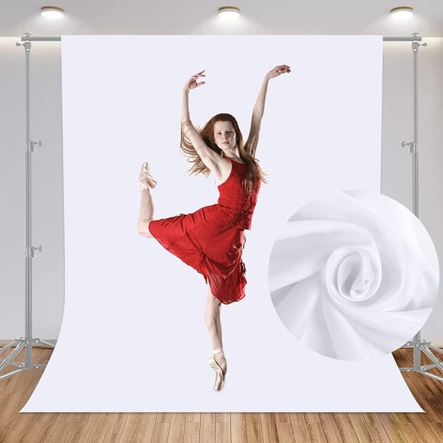 Detalle de Bonvvie Fotohintergrund Weiß, faltbar (2x3 m) aus Musselin/Satin